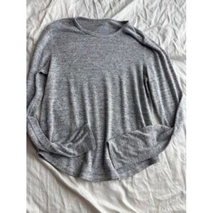 Abercrombie Fitch Women Gray Heathered Long Sleeve Crewneck Top